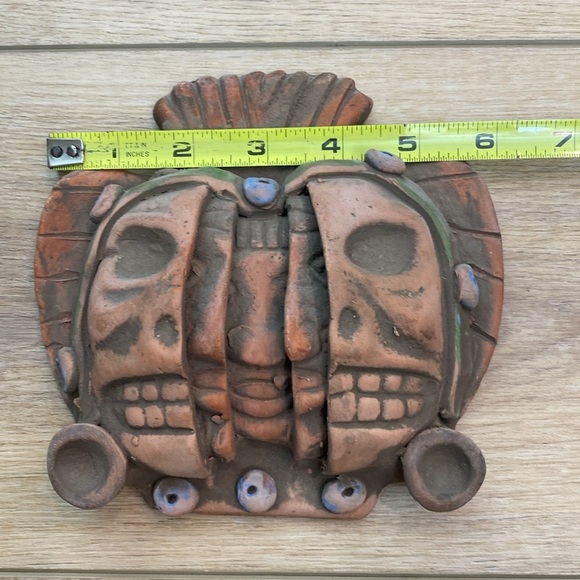 Traditional Three Faces Terracotta Decorative‎ Mask - Picture 4 of 5